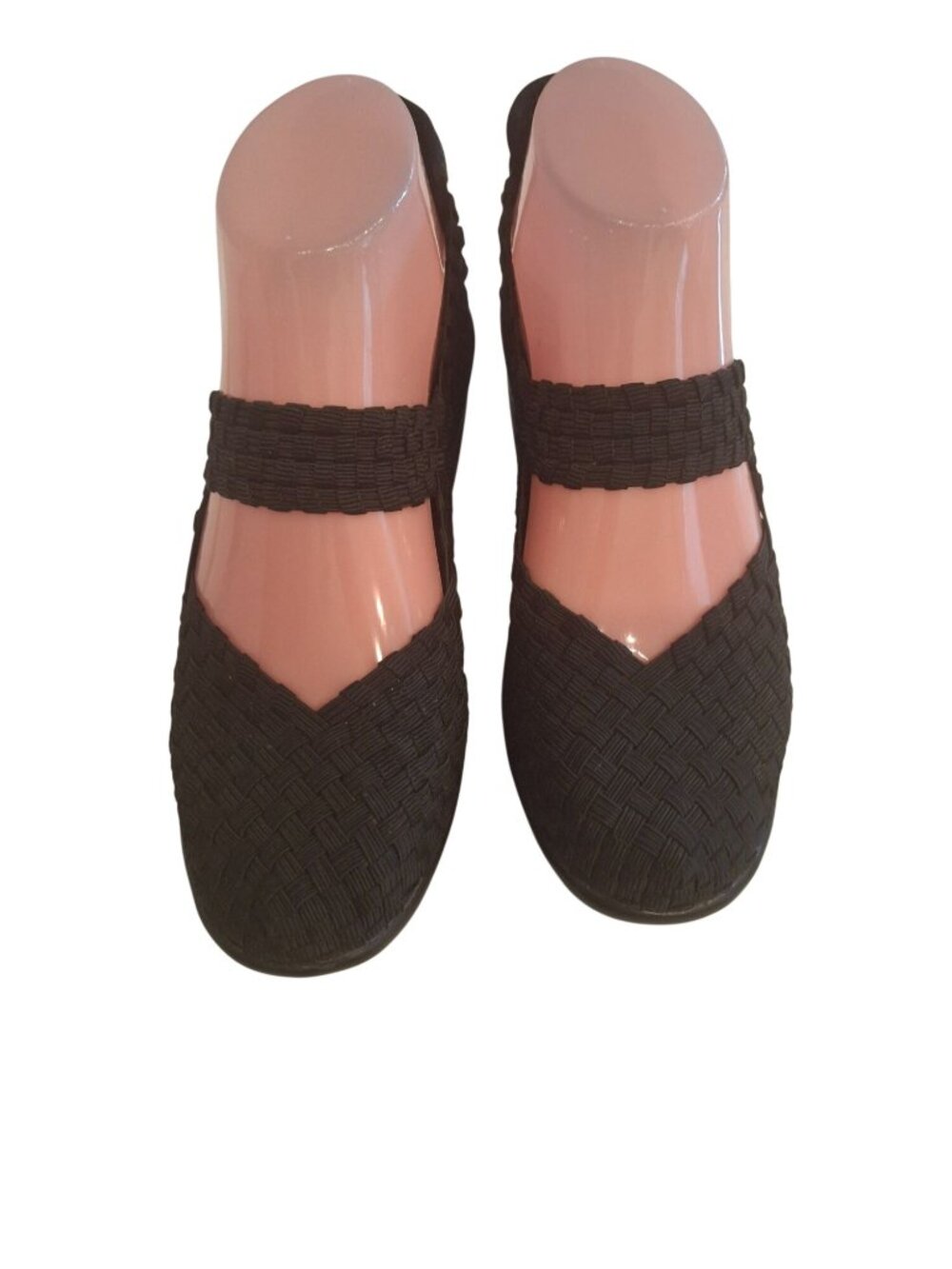 Bernie Mev Womens 36 Black Woven Mary Jane Wedge Shoes Stretch Comfort Boho